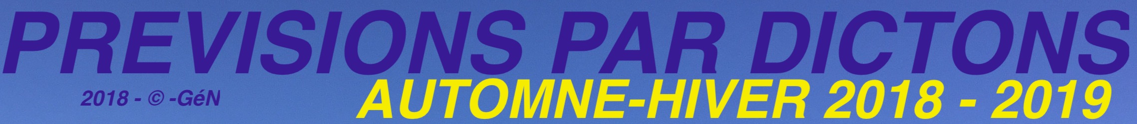 Prévision automne et hiver 2018-2019